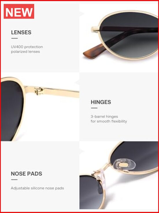 Trendy Oval Cat Eye Polarized Sunglasses with Metal Frame, UV Protection main image 4